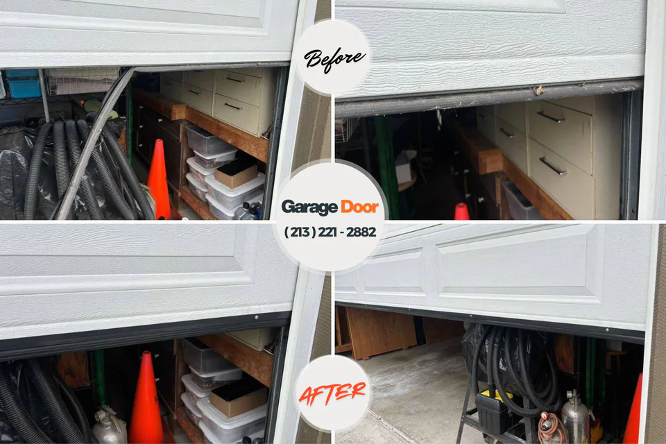 Before and after: garage door repair Boles Acres, NM